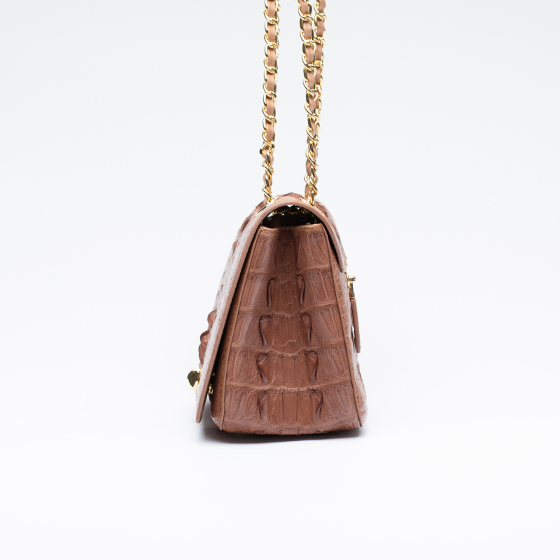 Женская сумка из кожи крокодила на цепочке