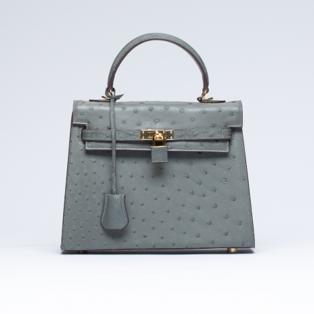 Сумка в стиле Hermès Kelly 25 из кожи страуса