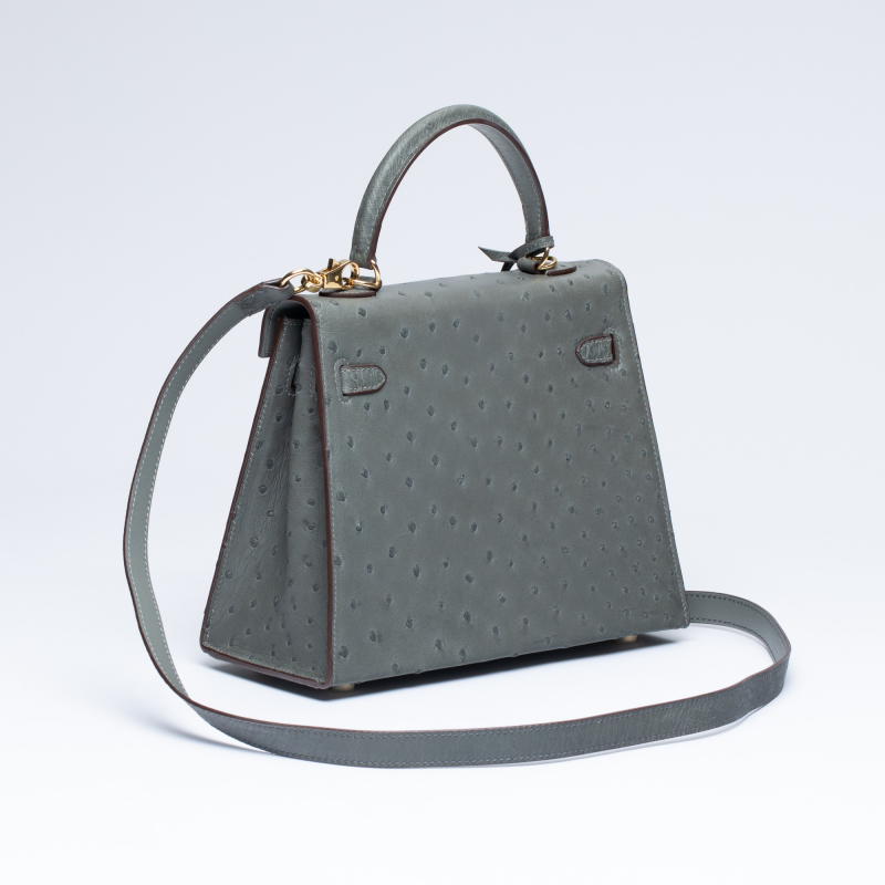 Сумка в стиле Hermès Kelly 25 из кожи страуса