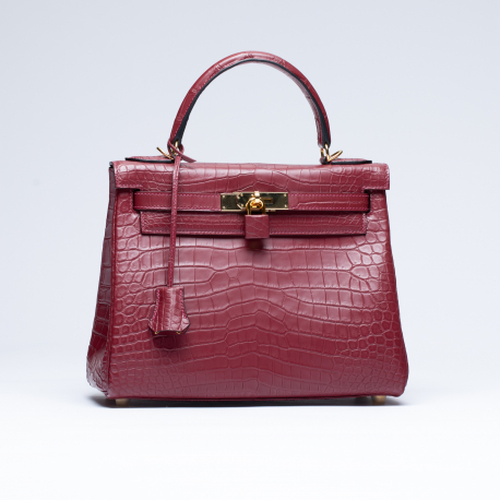 Сумка в стиле Hermès Kelly 28 из кожи крокодила