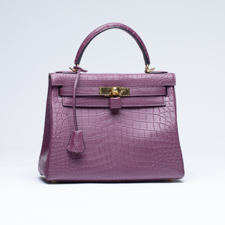 Сумка в стиле Hermès Kelly 28 из крокодиловой кожи 