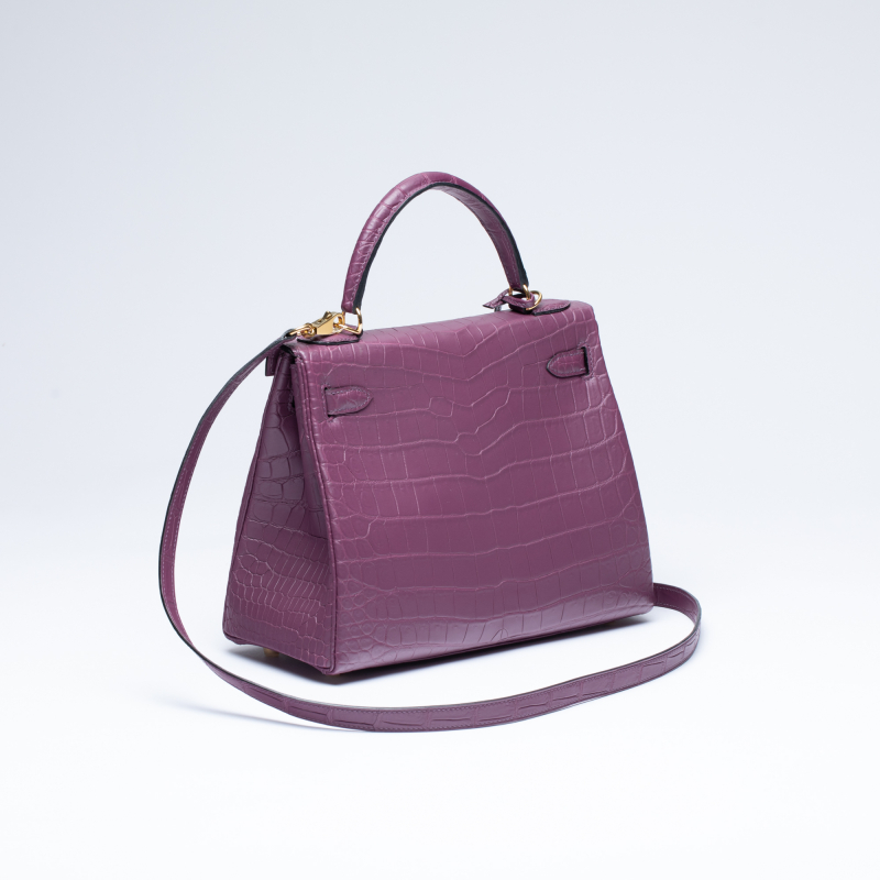 Сумка в стиле Hermès Kelly 28 из кожи крокодила