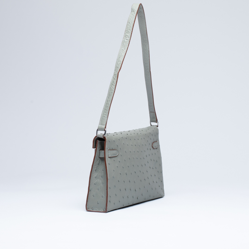 Сумка в стиле Hermès Kelly из кожи страуса