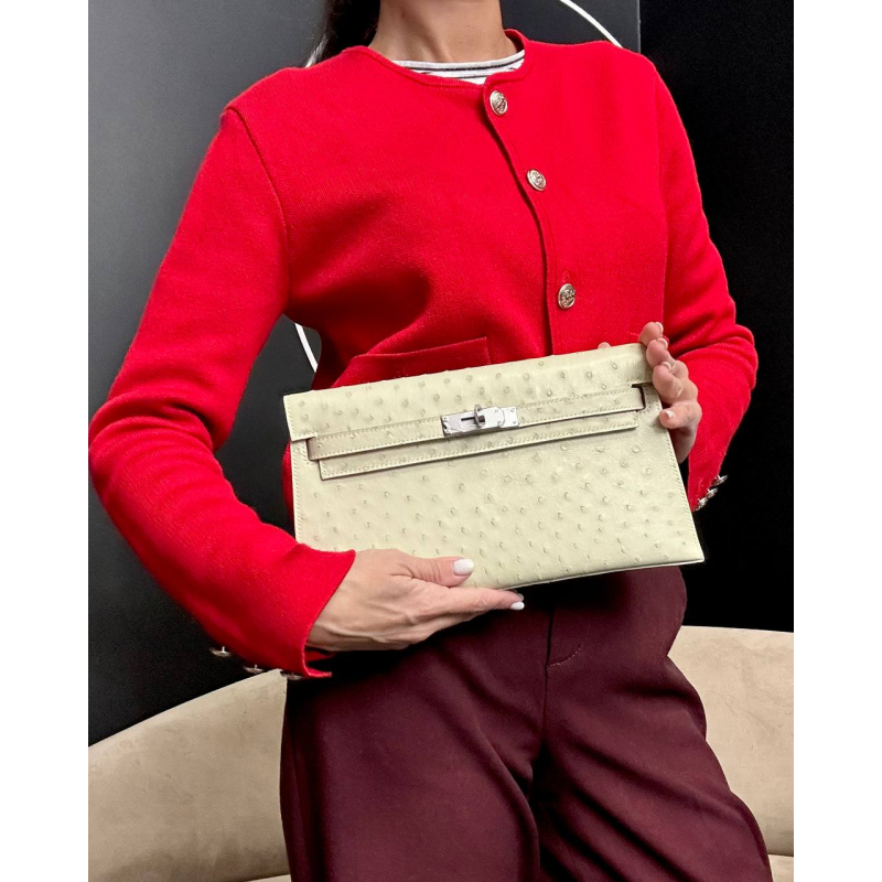 Сумка в стиле Hermès Kelly из кожи страуса