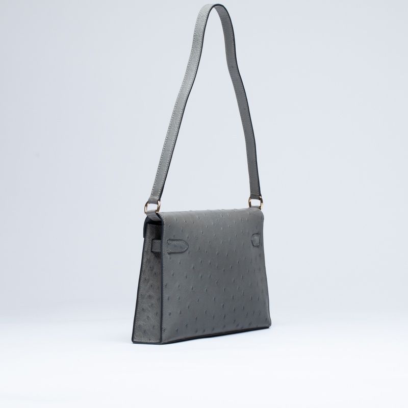 Сумка в стиле Hermès Kelly из кожи страуса