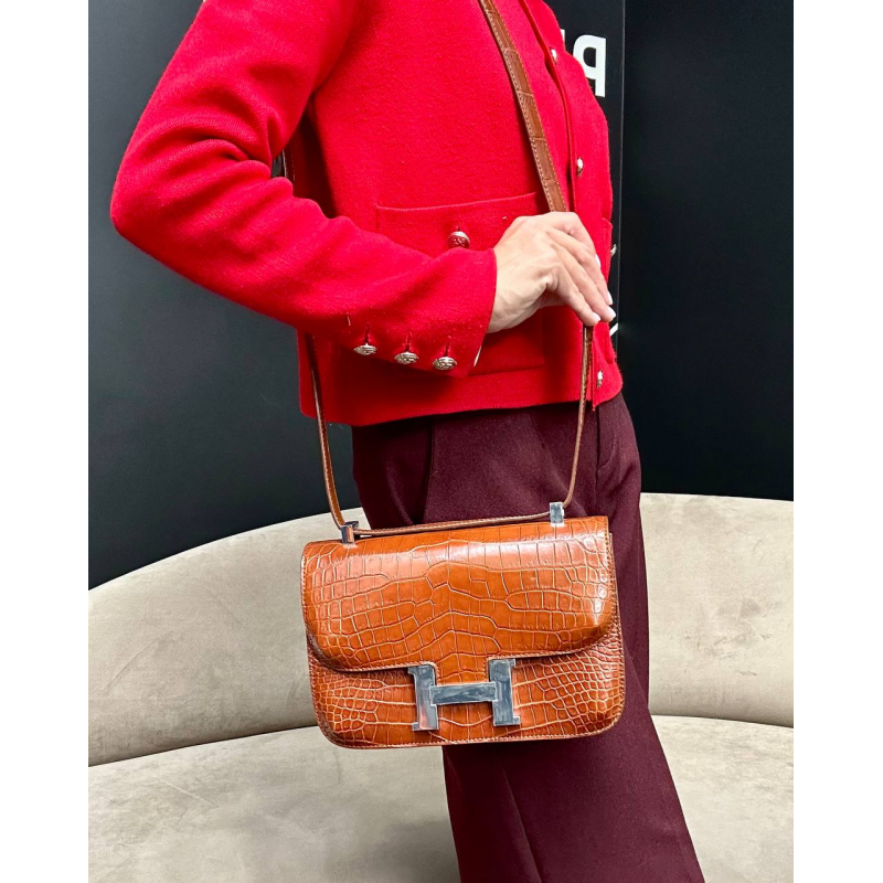 Сумка в стиле Hermès Constance из крокодиловой кожи 