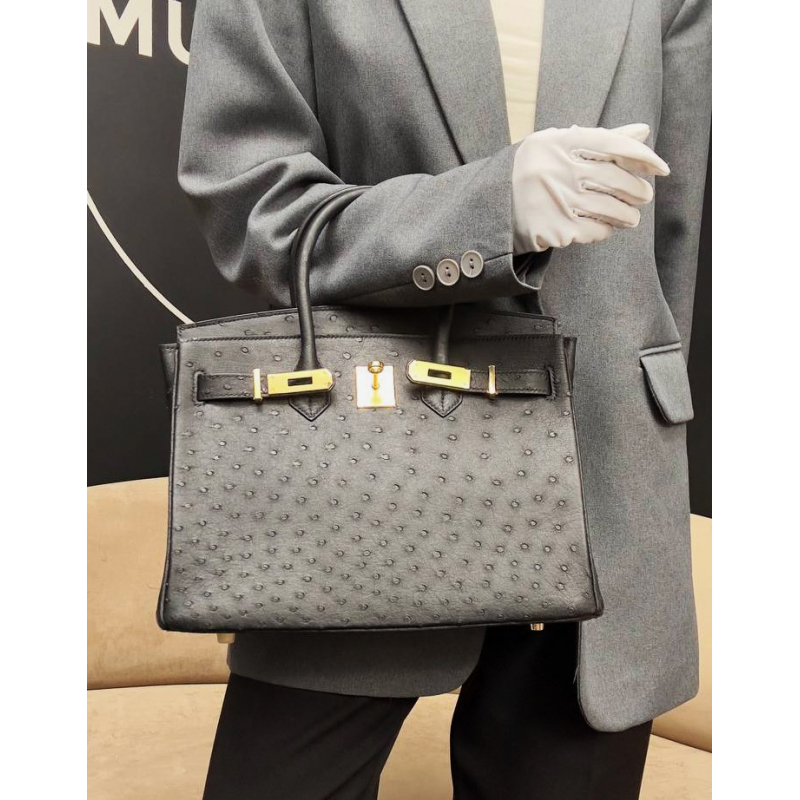 Сумка в стиле Hermès Birkin 30 из страусиной кожи