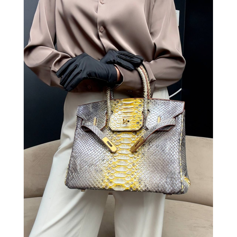 Сумка в стиле Hermès Birkin 30 из кожи питона