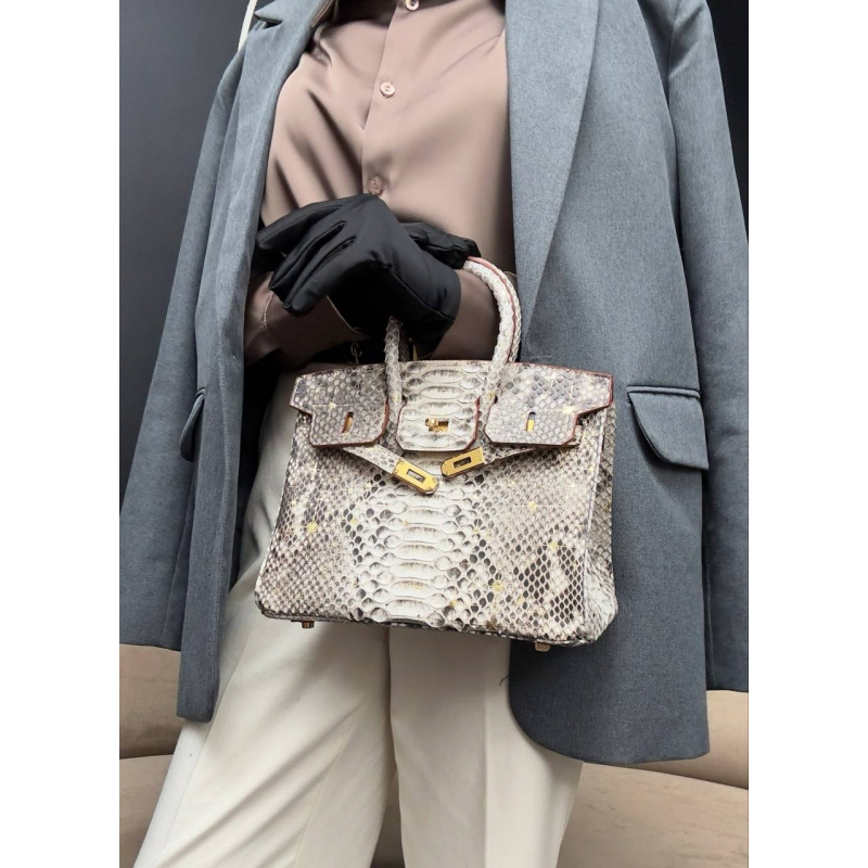 Сумка в стиле Hermès Birkin 25 из кожи питона