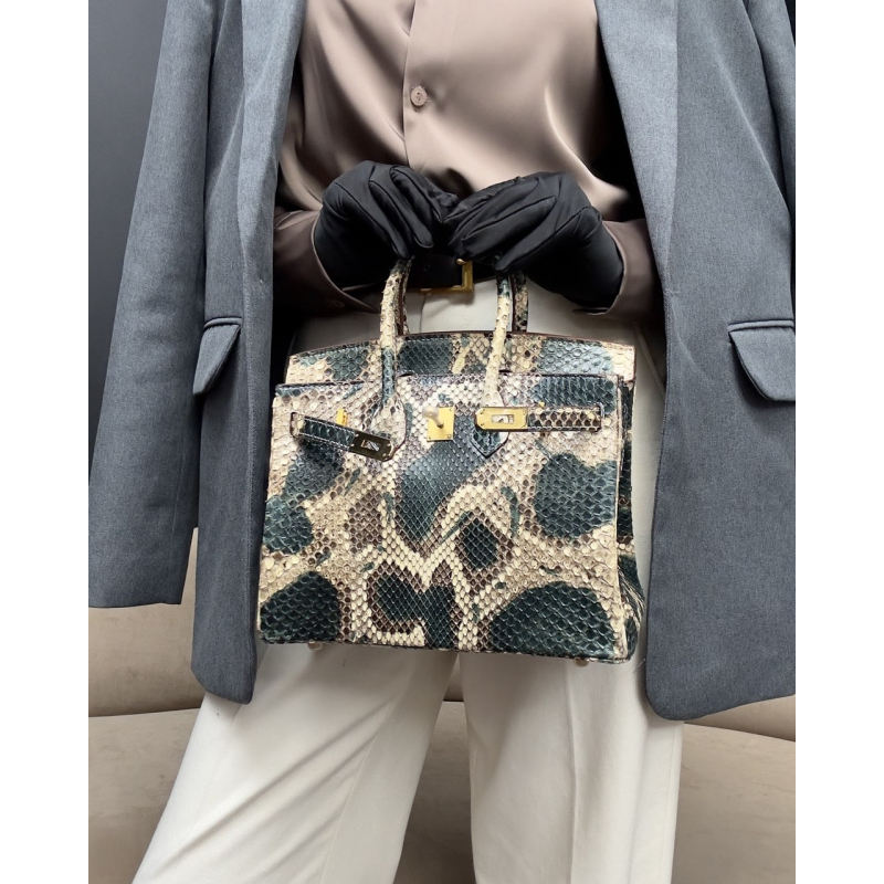 Сумка в стиле Hermès Birkin 25 из кожи питона