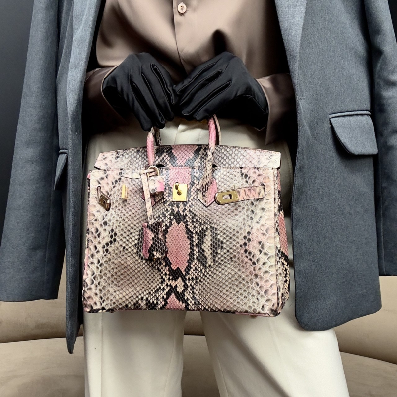 Сумка в стиле Hermès Birkin 25 из кожи питона