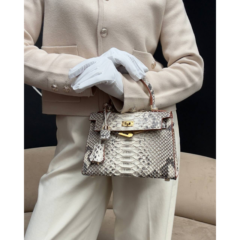 Сумка в стиле Hermès Kelly из кожи питона