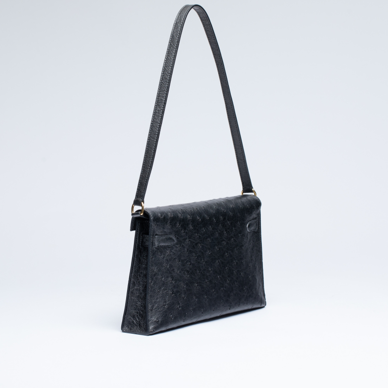 Сумка в стиле Hermès Kelly из кожи страуса