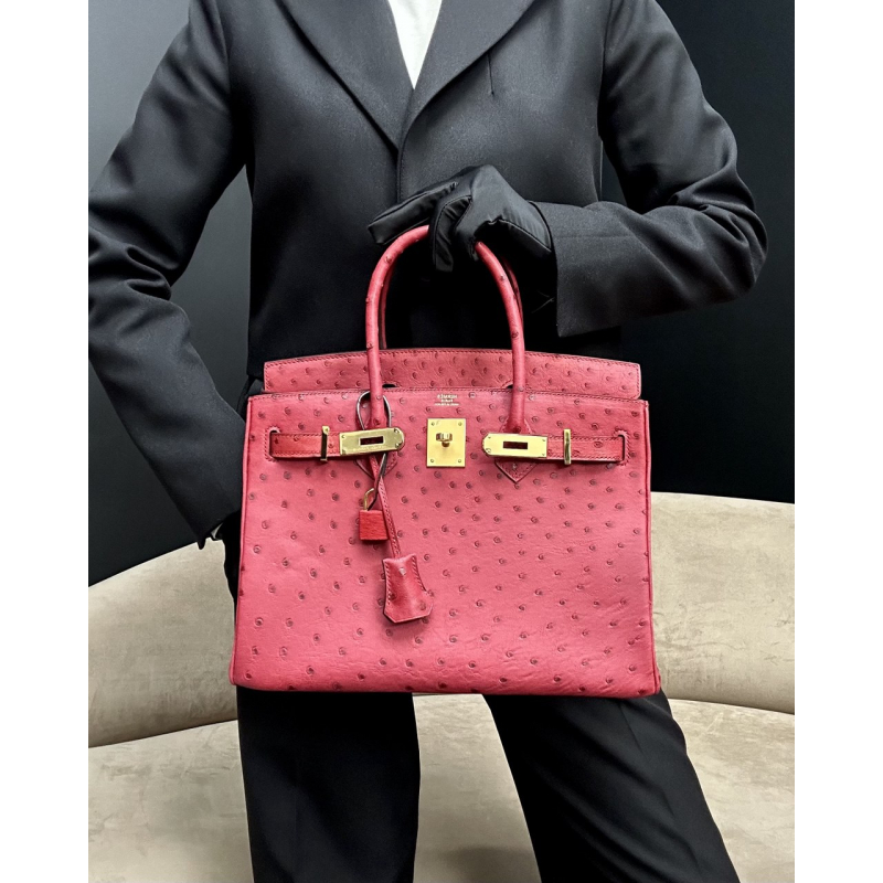 Сумка в стиле Hermès Birkin 30 из кожи страуса