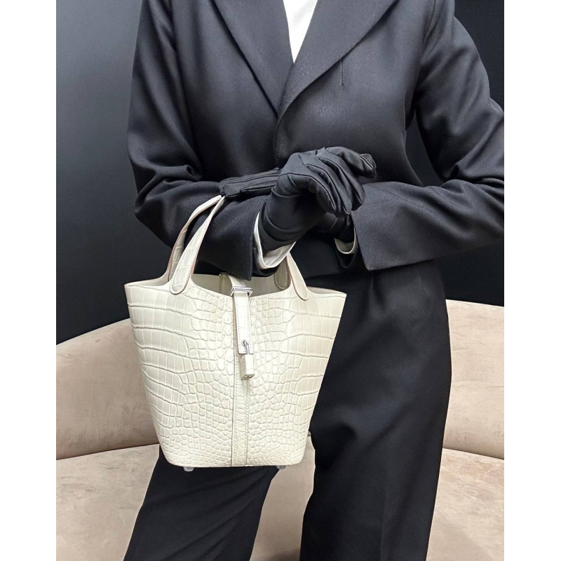 Сумка в стиле Hermès Picotin из кожи аллигатора