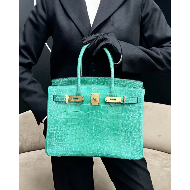 Сумка в стиле Hermès Birkin 35 из кожи крокодила Shiny Porosus
