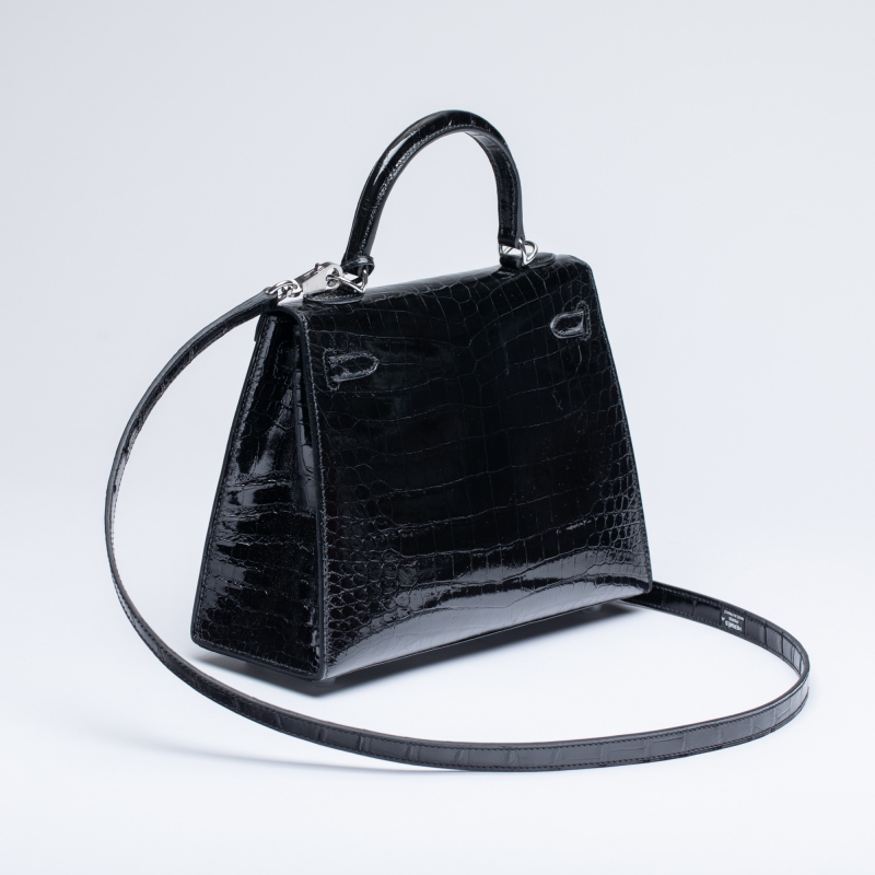 Сумка в стиле Hermès Kelly 25 из кожи крокодила Shiny Porosus