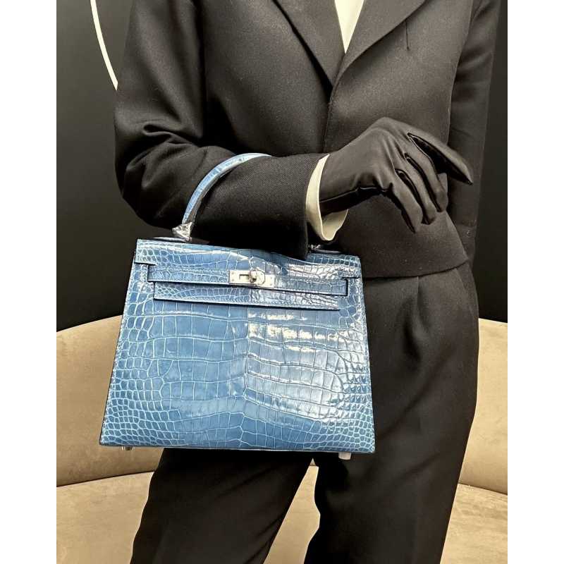 Сумка в стиле Hermès Kelly 25 из кожи Shiny Porosus
