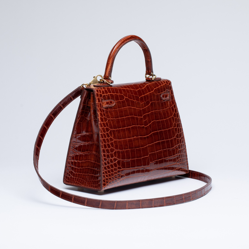 Сумка в стиле Hermès Kelly 25 из кожи Shiny Porosus