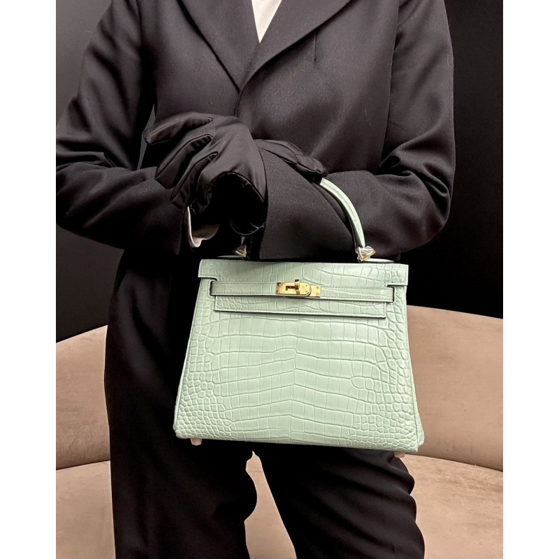 Сумка в стиле Hermès Kelly 25 из кожи аллигатора